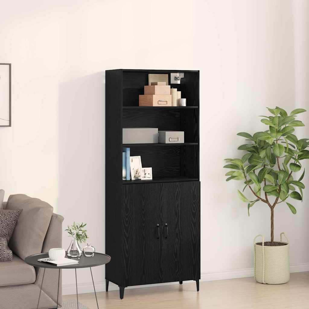 vidaXL Highboard Czarny Dąb 69,5 x 32,5 x 180 cm