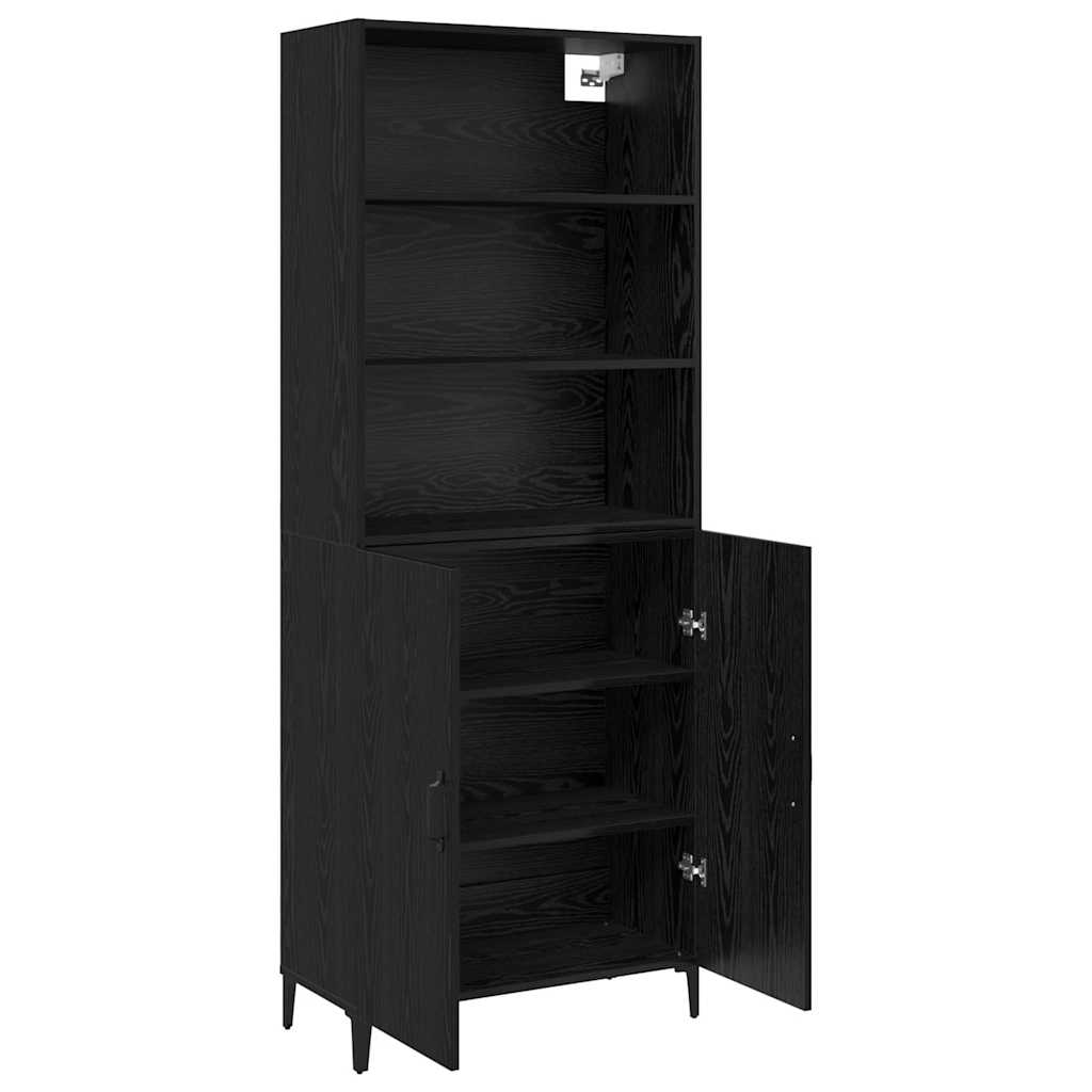 vidaXL Highboard Czarny Dąb 69,5 x 32,5 x 180 cm