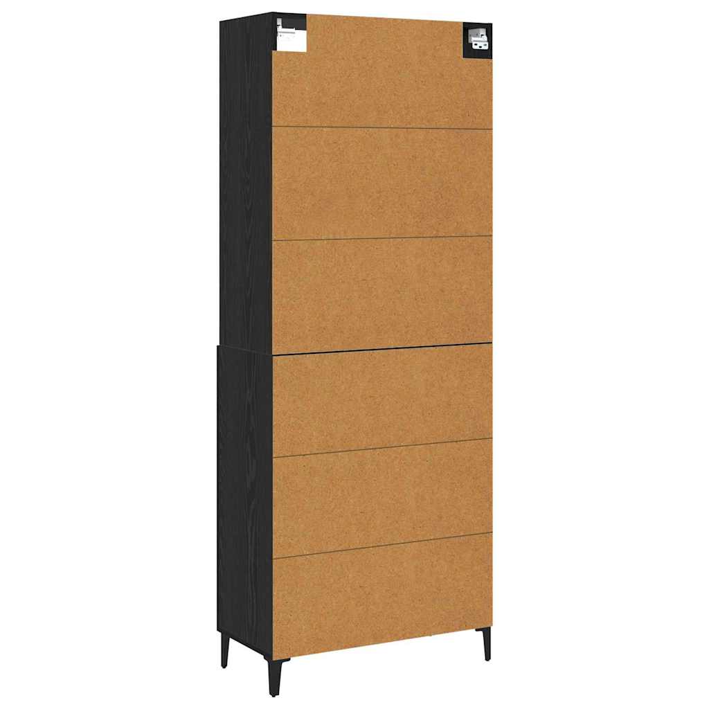 vidaXL Highboard Czarny Dąb 69,5 x 32,5 x 180 cm