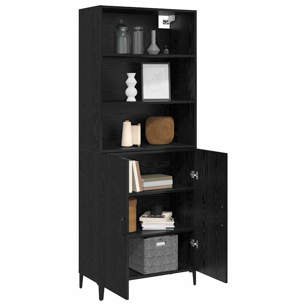 vidaXL Highboard Czarny Dąb 69,5 x 32,5 x 180 cm