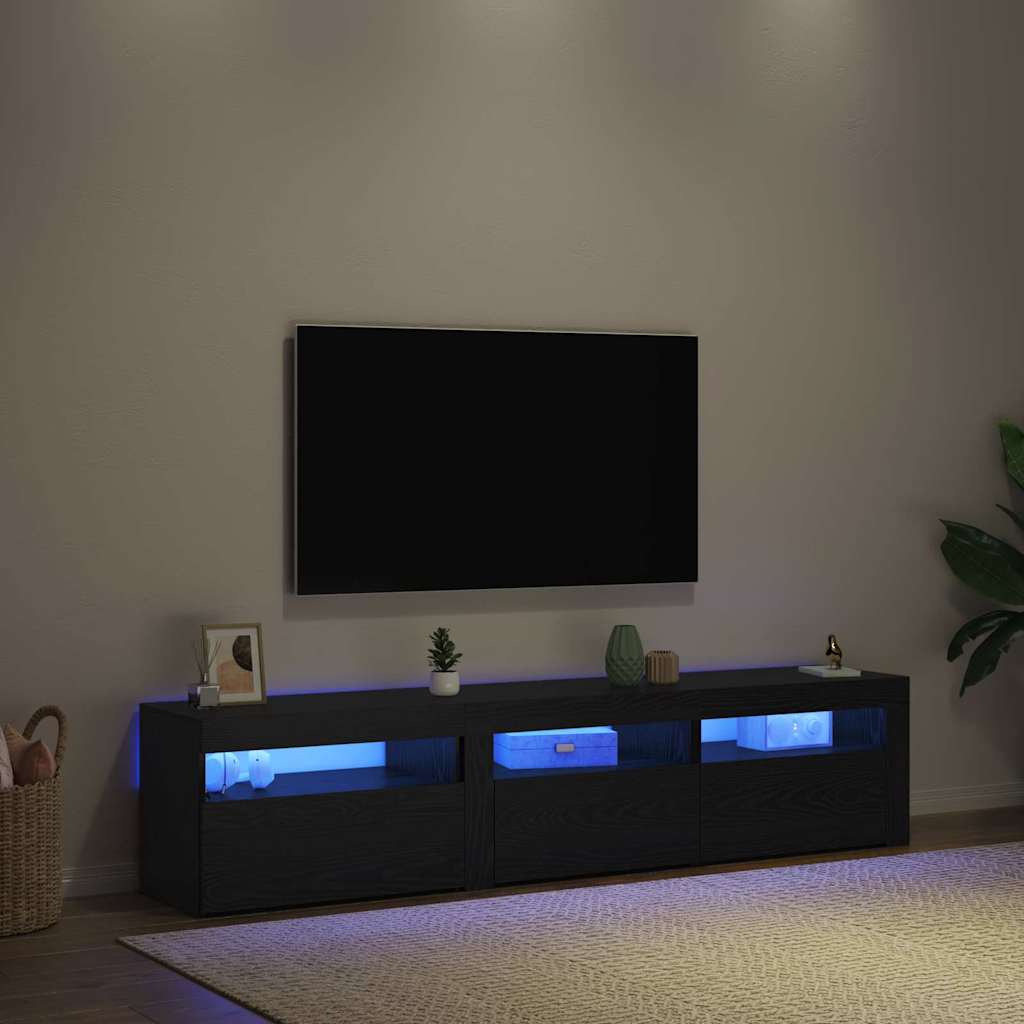 vidaXL Szafka pod telewizor 2 pcs Czarny Dąb 180 x 35 x 40 cm