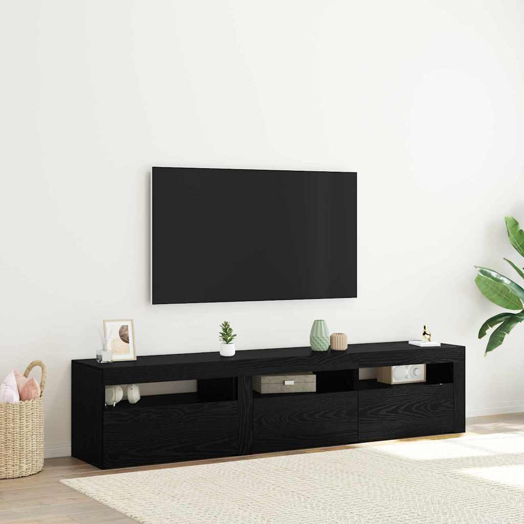 vidaXL Szafka pod telewizor 2 pcs Czarny Dąb 180 x 35 x 40 cm