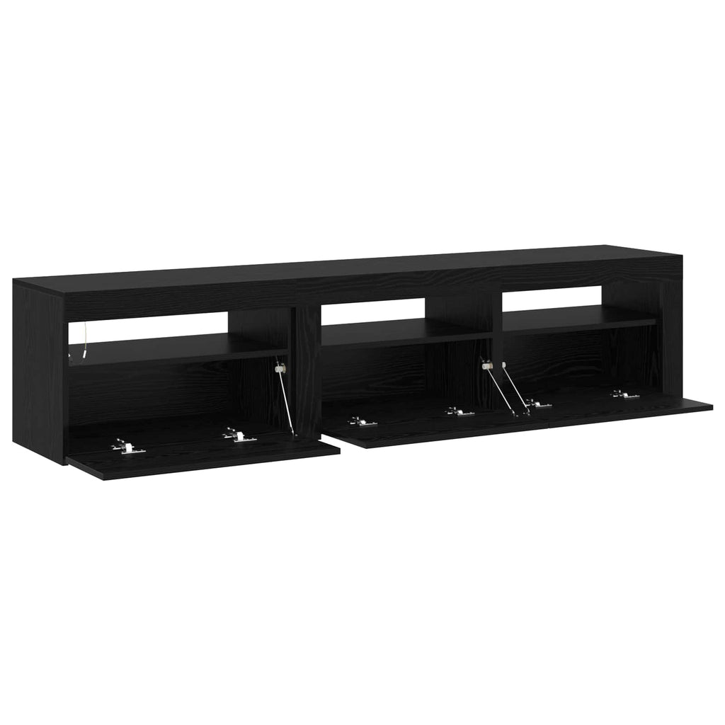 vidaXL Szafka pod telewizor 2 pcs Czarny Dąb 180 x 35 x 40 cm