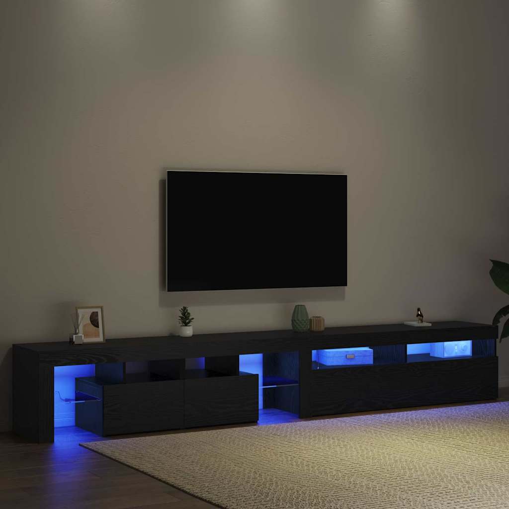 vidaXL Szafka pod telewizor z LED 2 pcs Czarny Dąb 260 x 37 x 40 cm