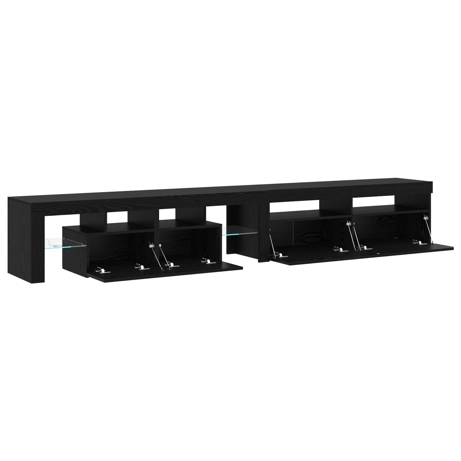 vidaXL Szafka pod telewizor z LED 2 pcs Czarny Dąb 260 x 37 x 40 cm