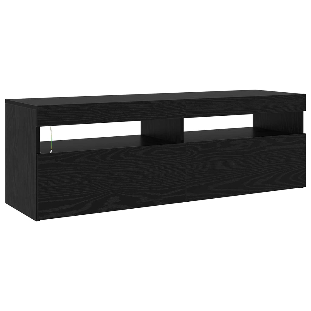vidaXL Szafka pod telewizor z LED 2 pcs Czarny Dąb 260 x 37 x 40 cm