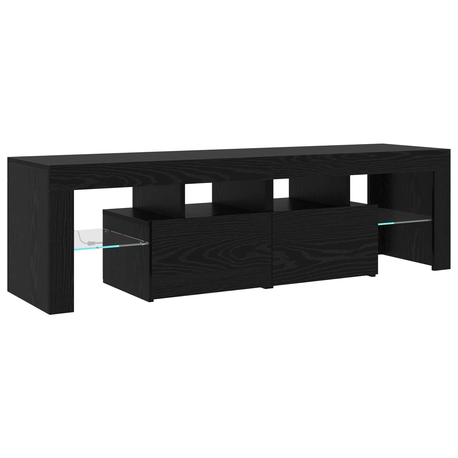 vidaXL Szafka pod telewizor z LED 2 pcs Czarny Dąb 260 x 37 x 40 cm