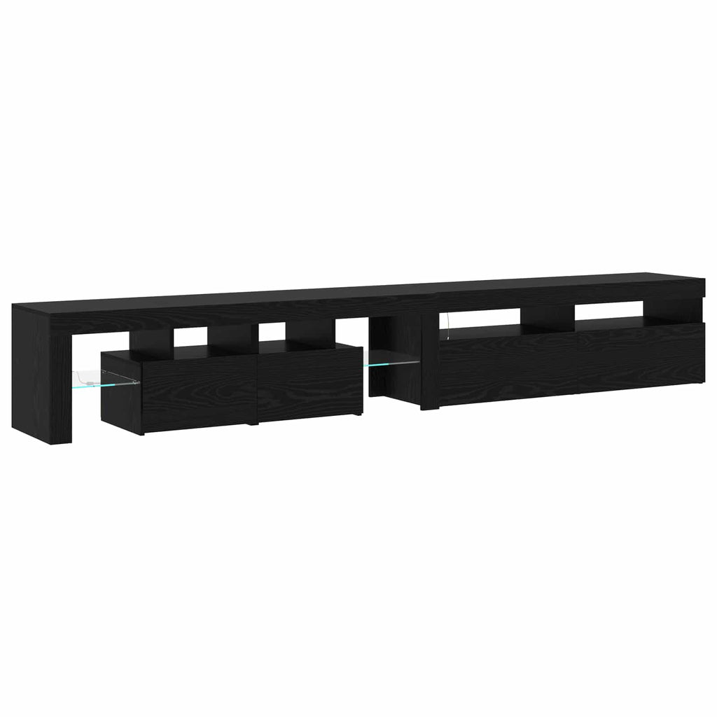 vidaXL Szafka pod telewizor z LED 2 pcs Czarny Dąb 260 x 37 x 40 cm