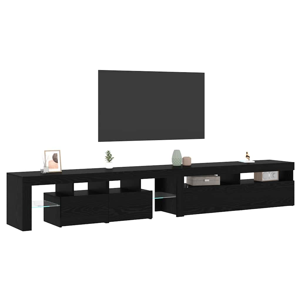 vidaXL Szafka pod telewizor z LED 2 pcs Czarny Dąb 260 x 37 x 40 cm