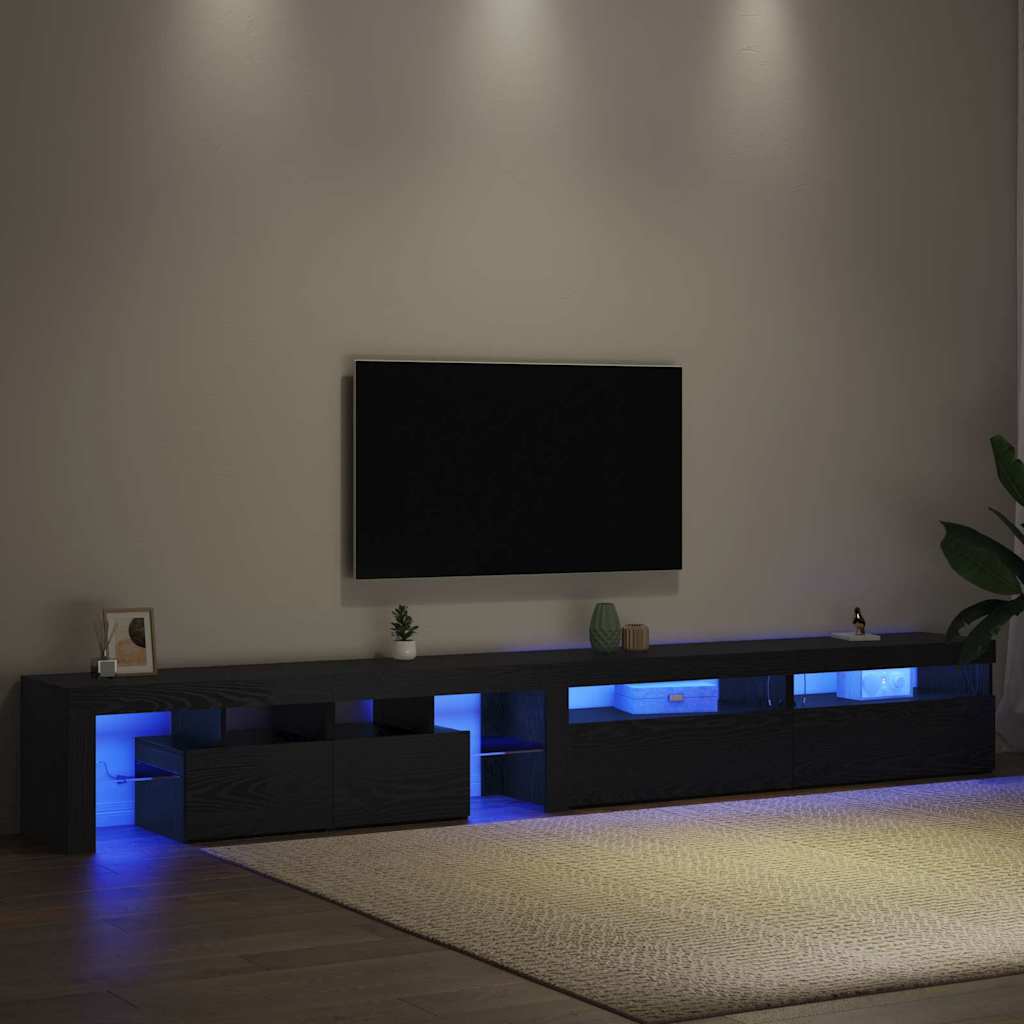 vidaXL Szafka pod telewizor z LED 3 pcs Czarny Dąb 290 x 36,5 x 40 cm