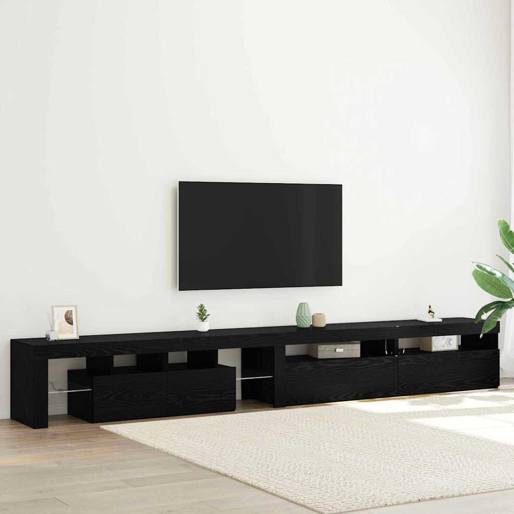 vidaXL Szafka pod telewizor z LED 3 pcs Czarny Dąb 290 x 36,5 x 40 cm