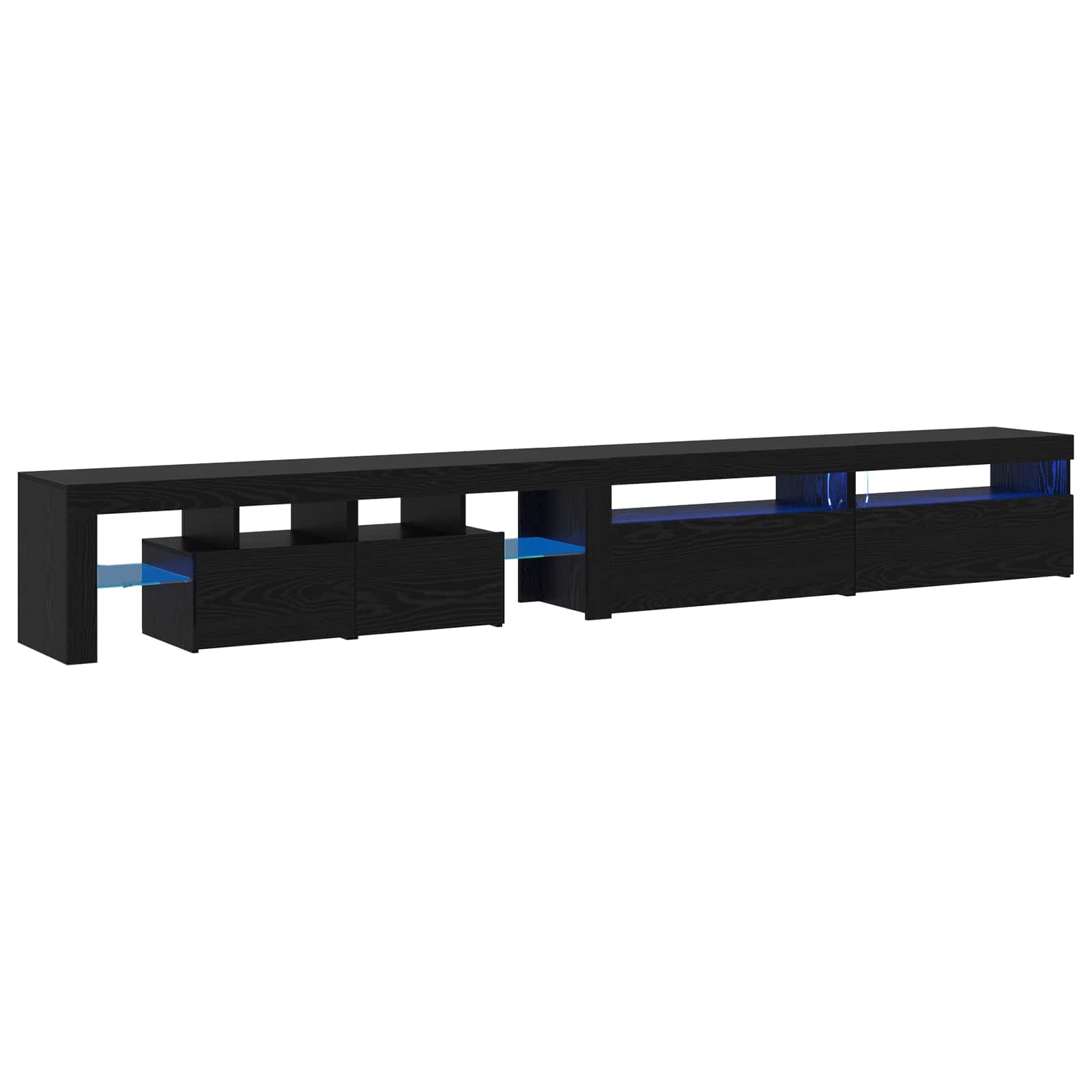 vidaXL Szafka pod telewizor z LED 3 pcs Czarny Dąb 290 x 36,5 x 40 cm