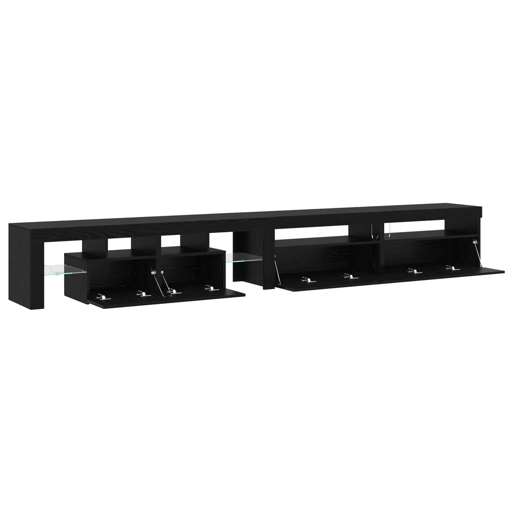 vidaXL Szafka pod telewizor z LED 3 pcs Czarny Dąb 290 x 36,5 x 40 cm