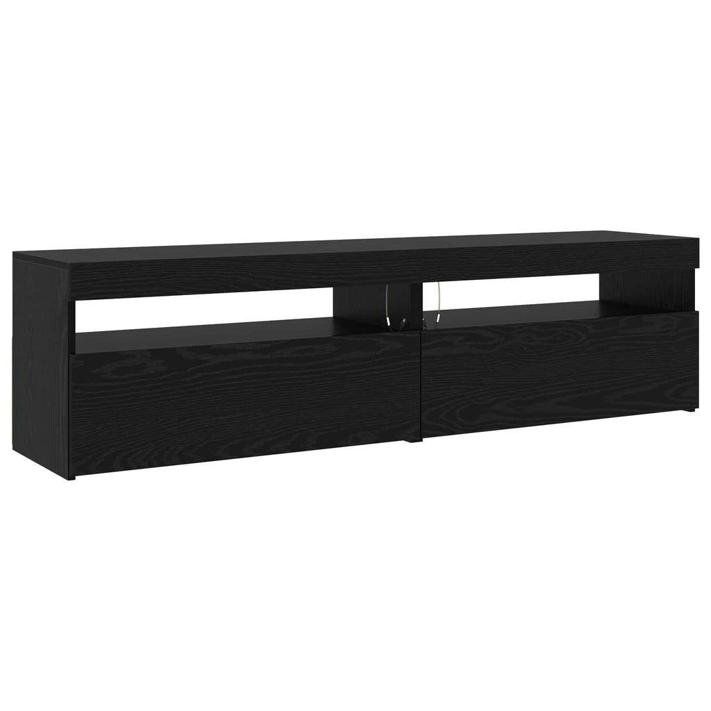 vidaXL Szafka pod telewizor z LED 3 pcs Czarny Dąb 290 x 36,5 x 40 cm
