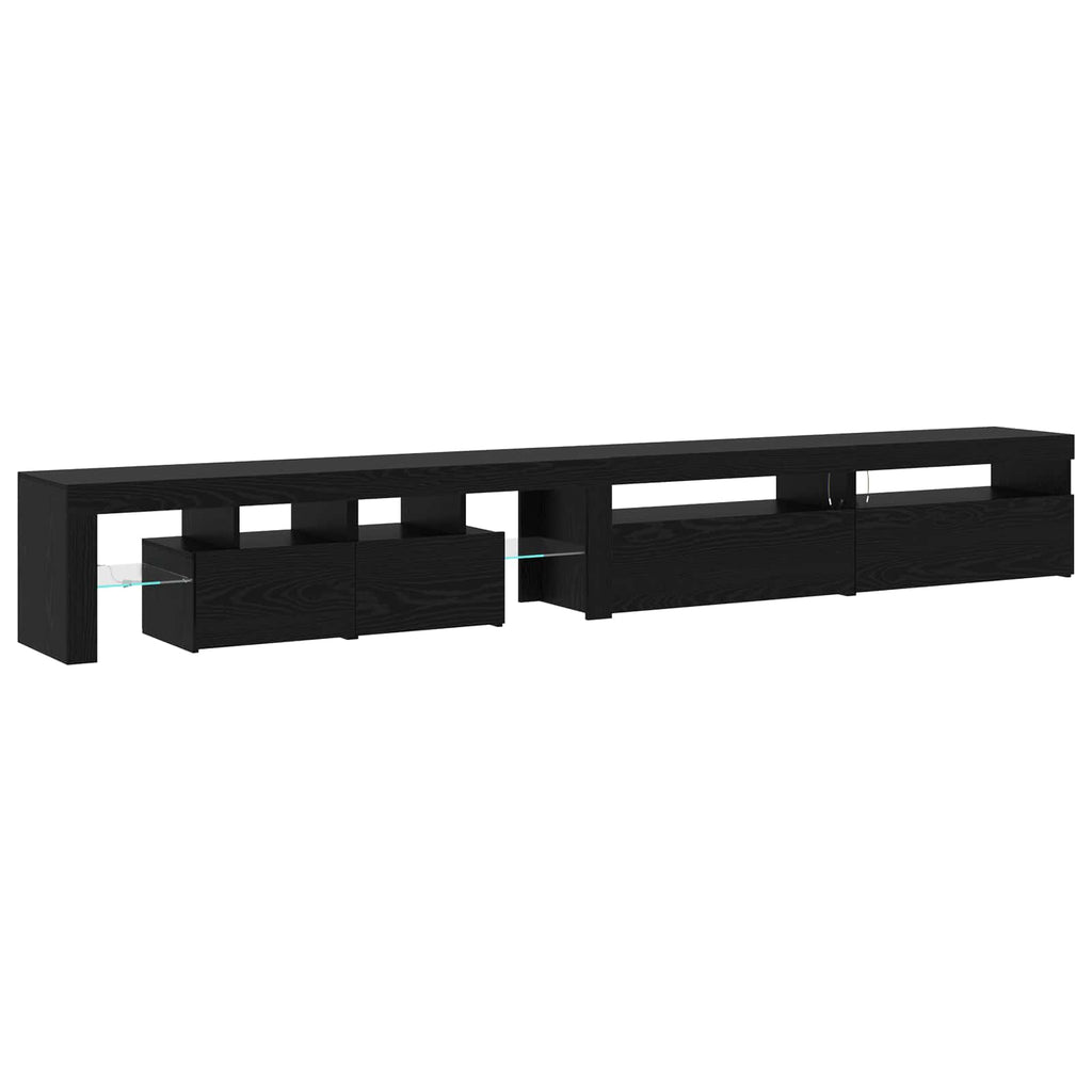 vidaXL Szafka pod telewizor z LED 3 pcs Czarny Dąb 290 x 36,5 x 40 cm