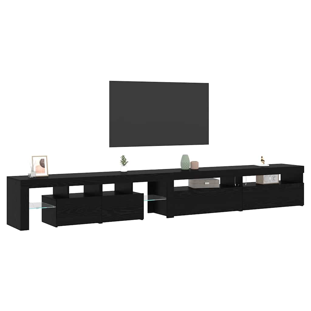 vidaXL Szafka pod telewizor z LED 3 pcs Czarny Dąb 290 x 36,5 x 40 cm