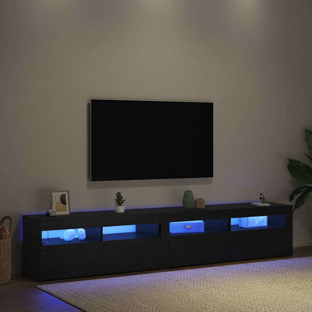 vidaXL Szafka pod telewizor 2 pcs Czarny Dąb 210 x 35 x 40 cm