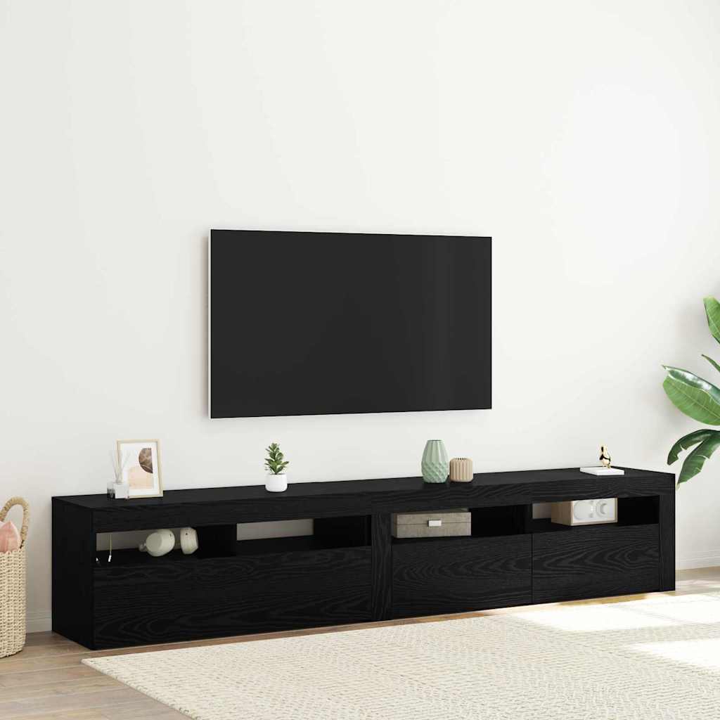 vidaXL Szafka pod telewizor 2 pcs Czarny Dąb 210 x 35 x 40 cm