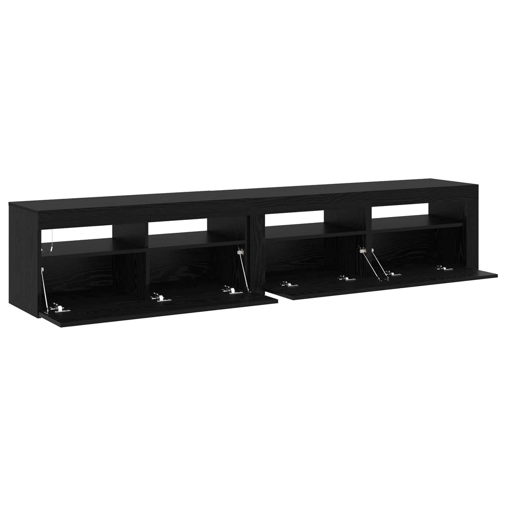 vidaXL Szafka pod telewizor 2 pcs Czarny Dąb 210 x 35 x 40 cm