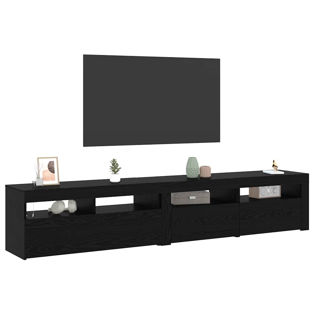 vidaXL Szafka pod telewizor 2 pcs Czarny Dąb 210 x 35 x 40 cm