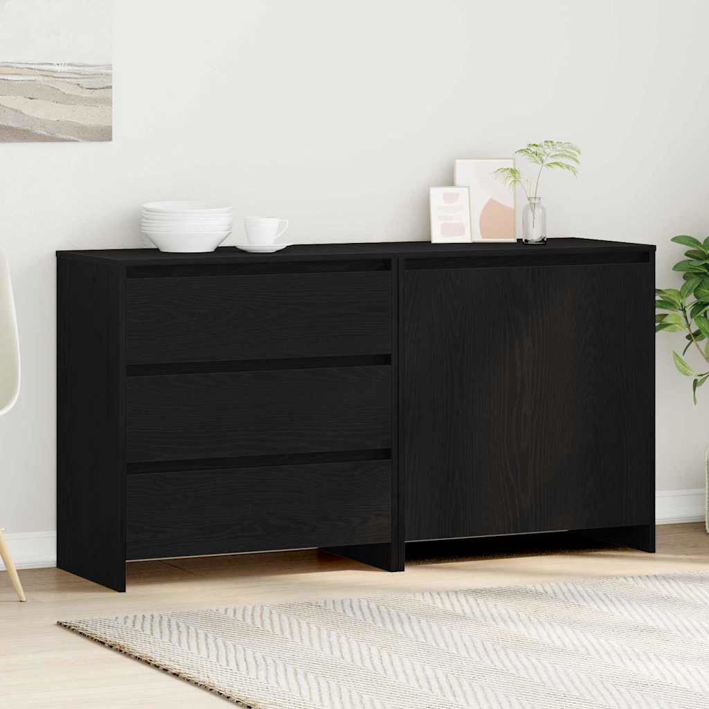 vidaXL Bufet 2 pcs Czarny 70 x 41 x 75 cm Materiał drewnopochodny