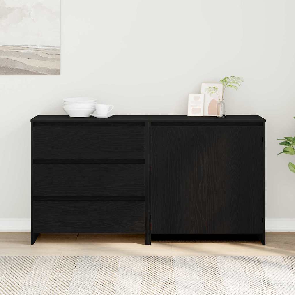 vidaXL Bufet 2 pcs Czarny 70 x 41 x 75 cm Materiał drewnopochodny