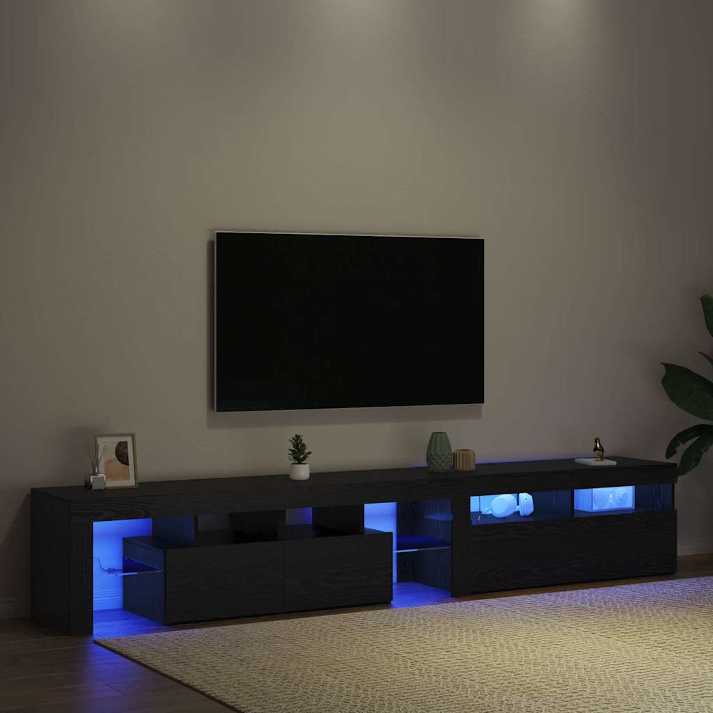 vidaXL Szafka pod telewizor z LED 2 pcs Czarny Dąb 230 x 36,5 x 40 cm
