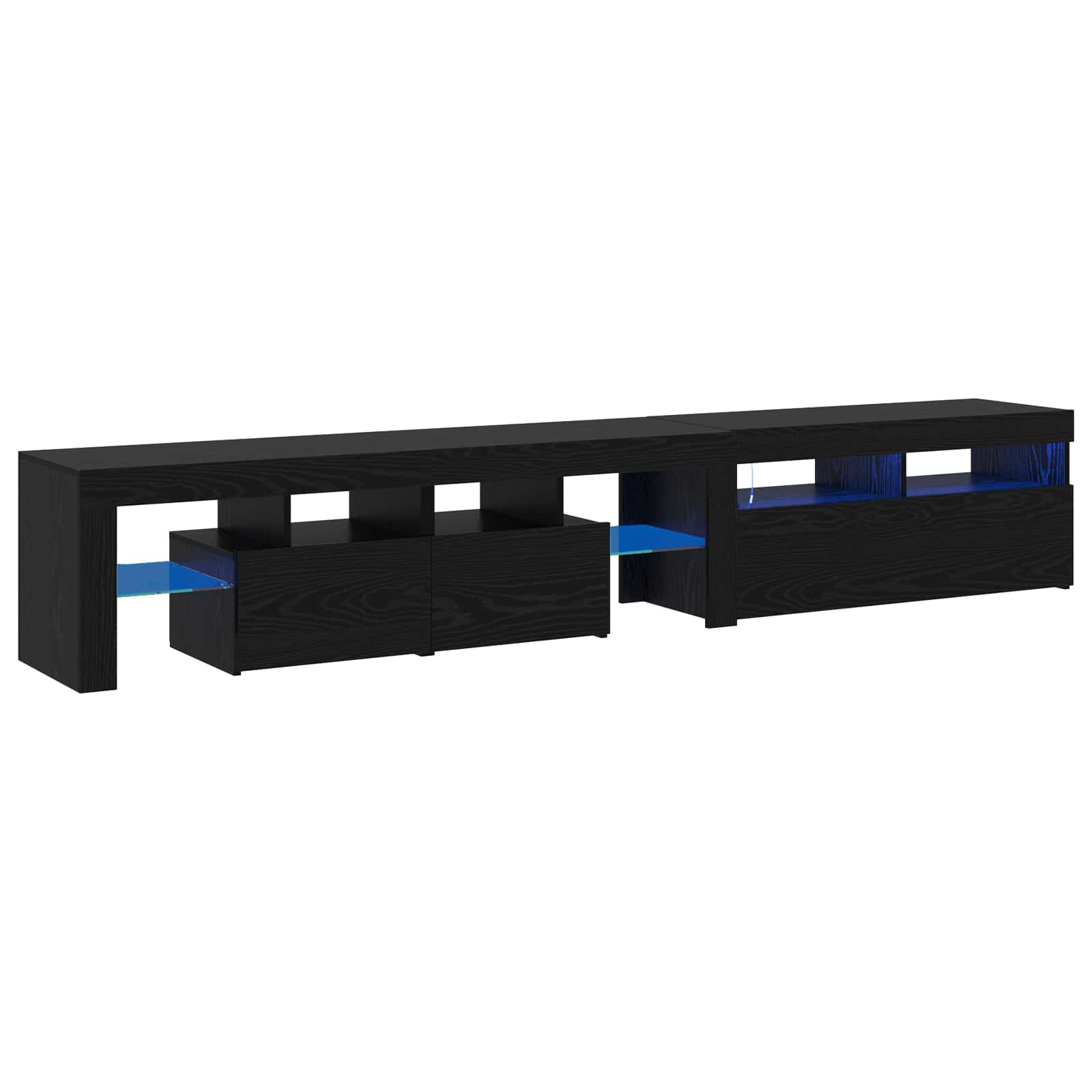 vidaXL Szafka pod telewizor z LED 2 pcs Czarny Dąb 230 x 36,5 x 40 cm