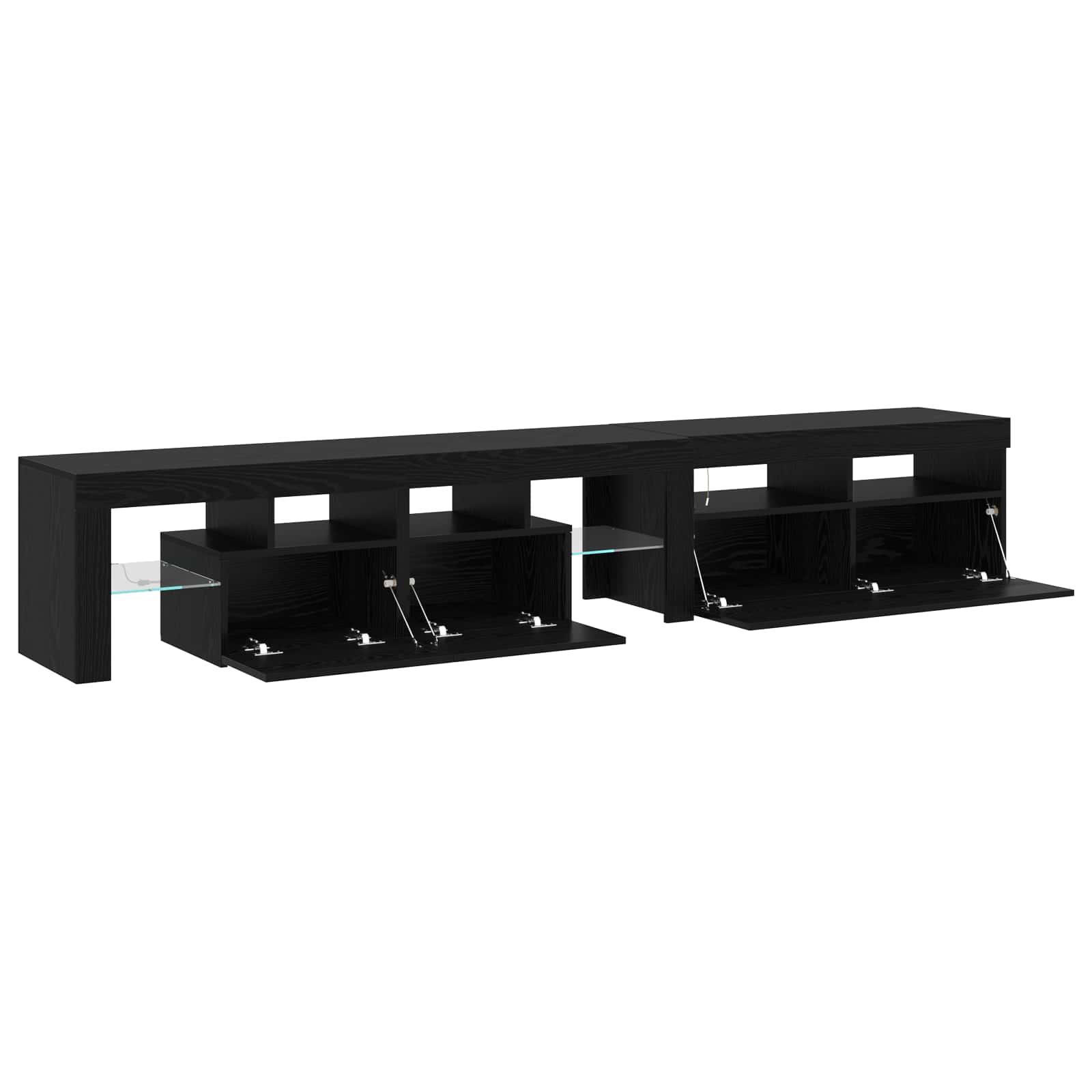 vidaXL Szafka pod telewizor z LED 2 pcs Czarny Dąb 230 x 36,5 x 40 cm