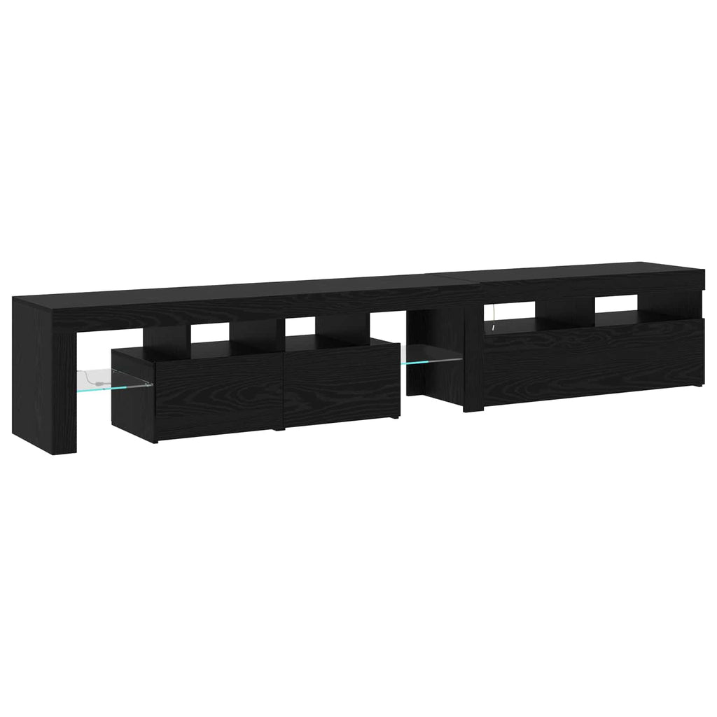 vidaXL Szafka pod telewizor z LED 2 pcs Czarny Dąb 230 x 36,5 x 40 cm