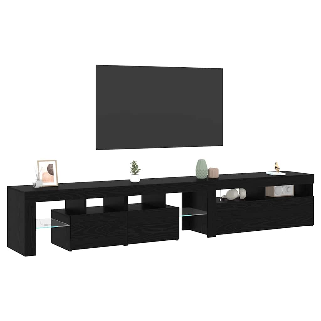 vidaXL Szafka pod telewizor z LED 2 pcs Czarny Dąb 230 x 36,5 x 40 cm