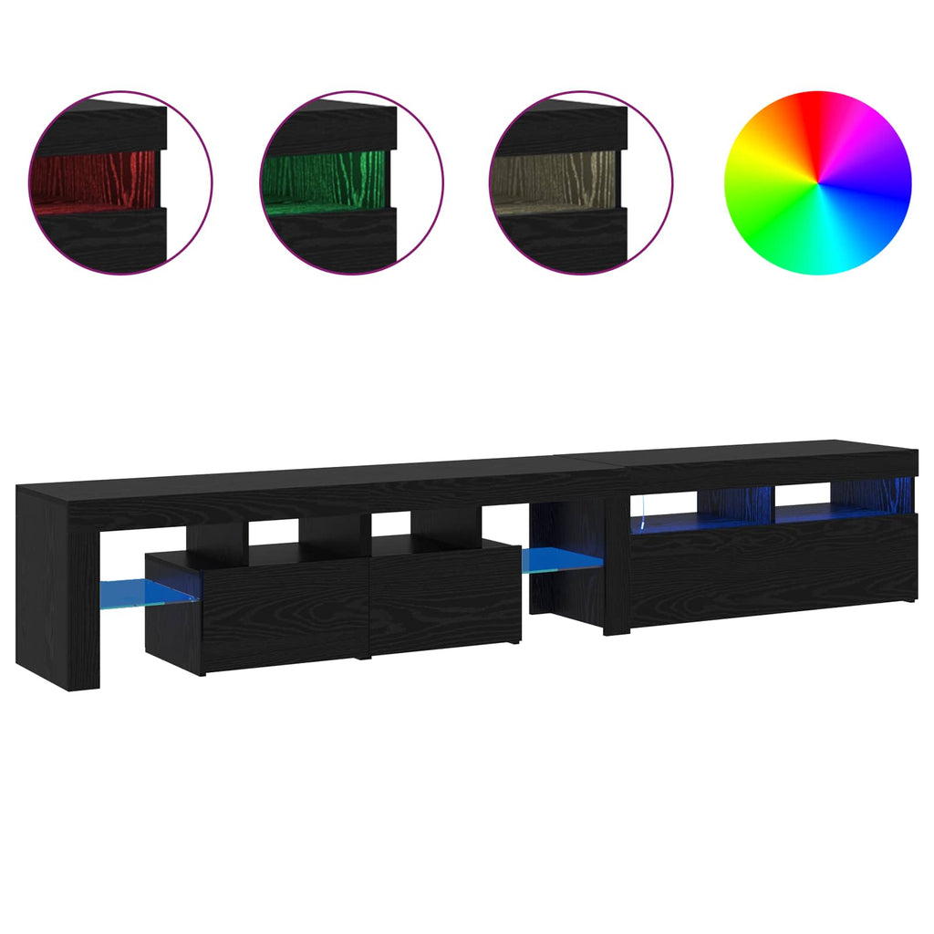 vidaXL Szafka pod telewizor z LED 2 pcs Czarny Dąb 230 x 36,5 x 40 cm