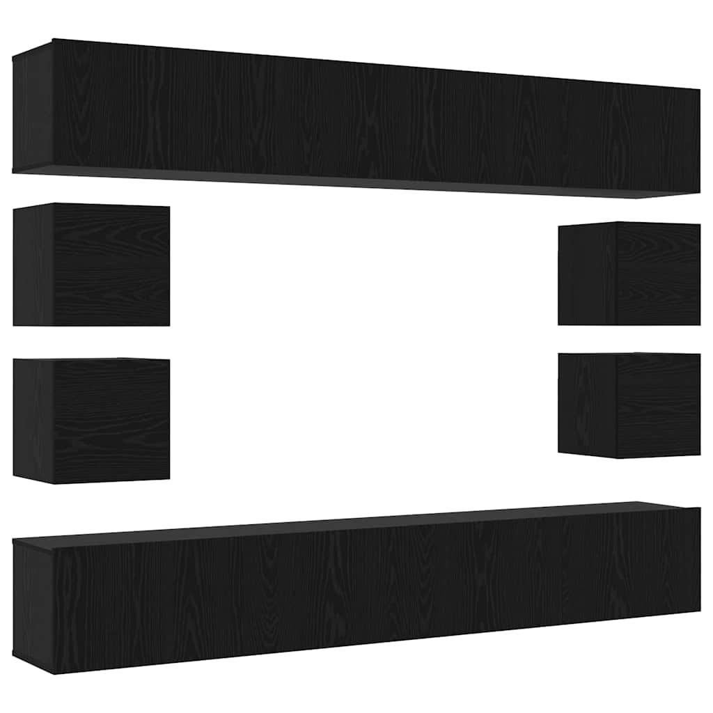 vidaXL Zestaw szafek RTV 8 pcs Czarny Dąb Materiał drewnopochodny