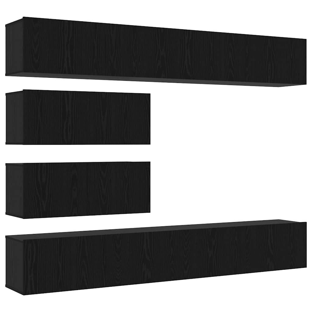 vidaXL Zestaw szafek RTV 6 pcs Czarny Dąb Materiał drewnopochodny