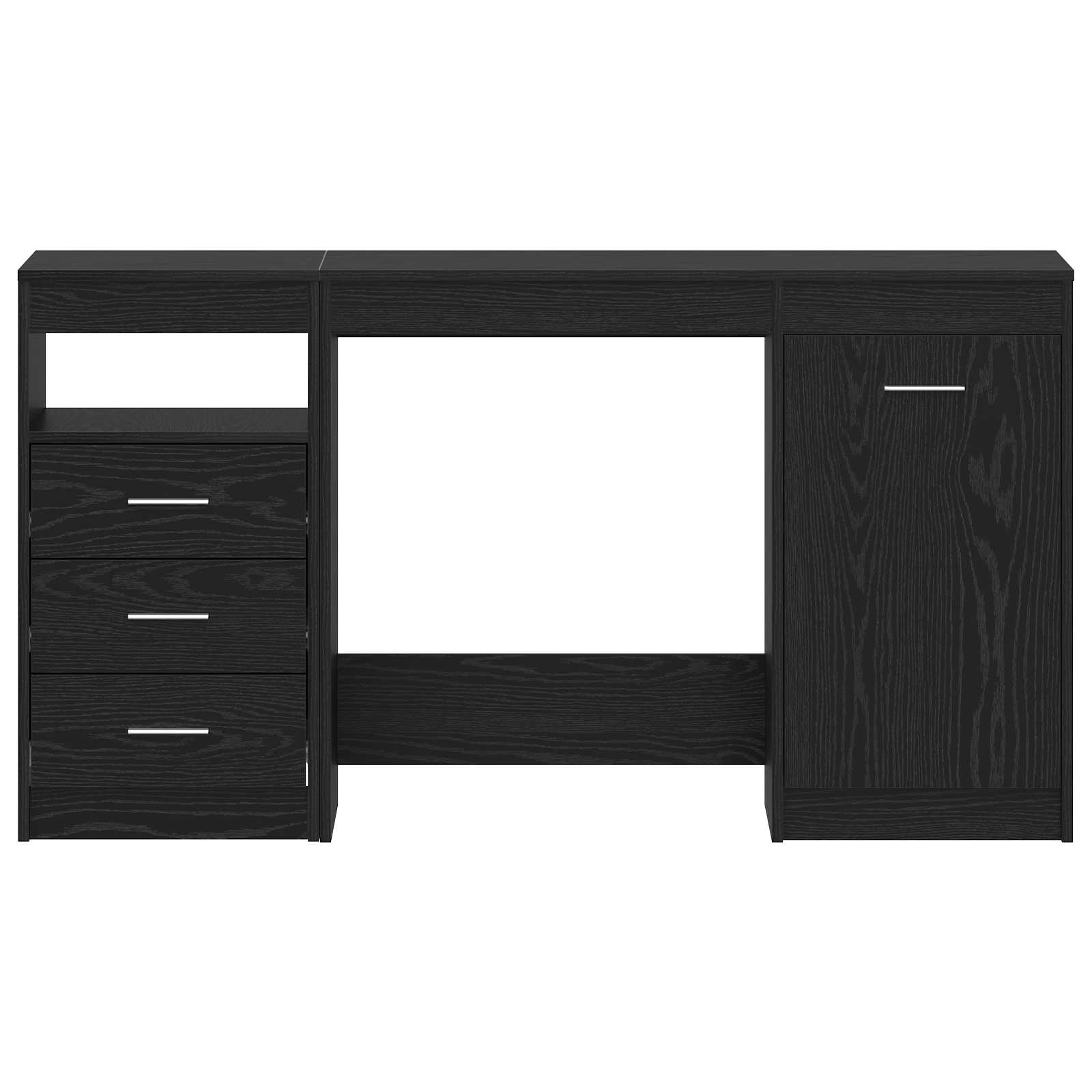 vidaXL Biurko z szufladą z półką 2 pcs Czarny Dąb 140 x 50 x 76 cm