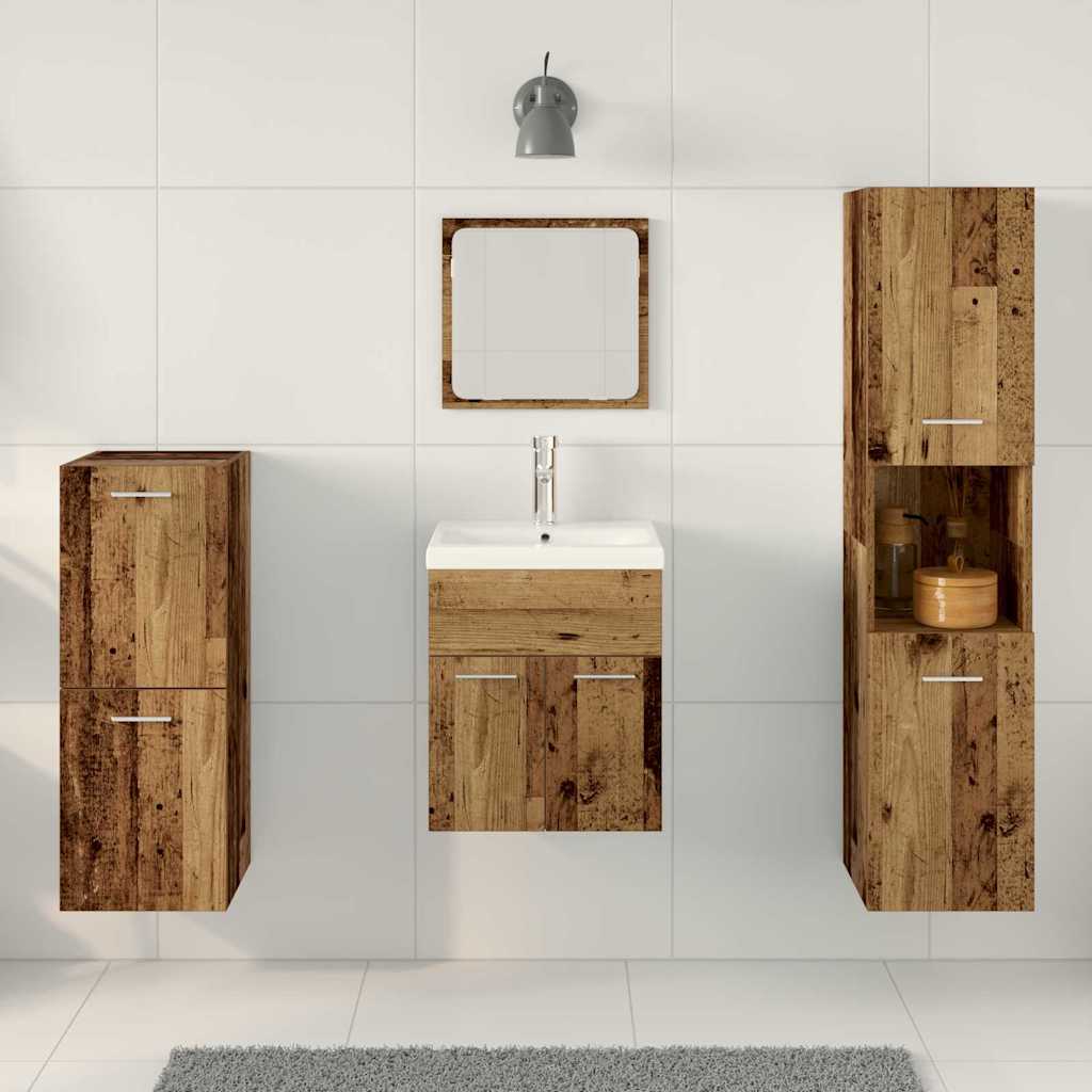 vidaXL Zestaw mebli łazienkowych 4 szt. Stare drewno 41 x 38,5 x 46 cm