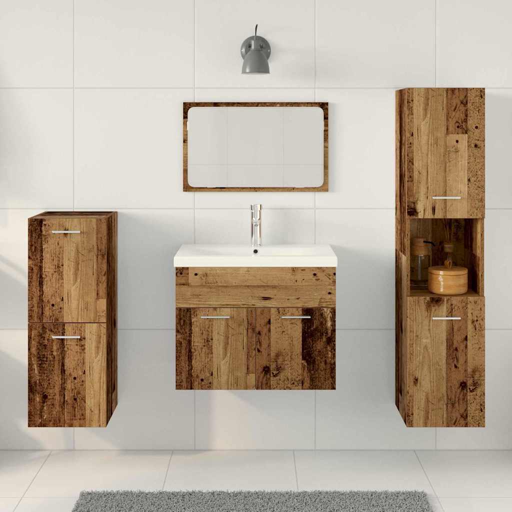 vidaXL Zestaw mebli łazienkowych 4 szt. Stare drewno 41 x 38,5 x 46 cm