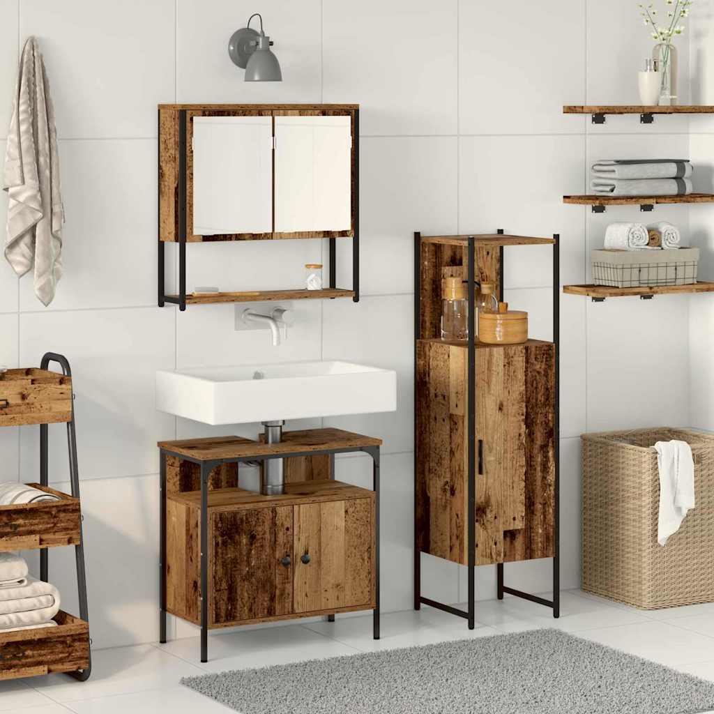 vidaXL Zestaw mebli łazienkowych 3 pcs Brązowy Materiał drewnopochodny