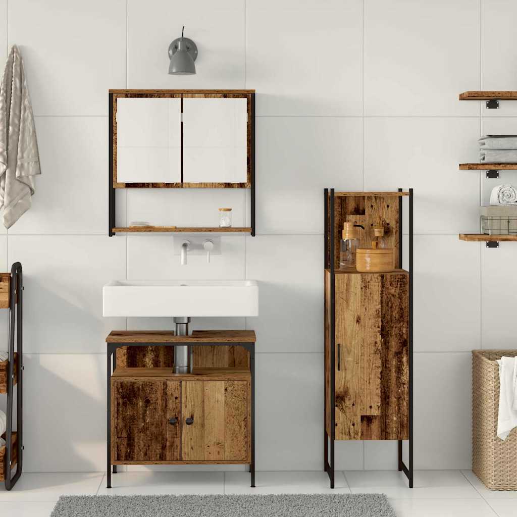 vidaXL Zestaw mebli łazienkowych 3 pcs Brązowy Materiał drewnopochodny
