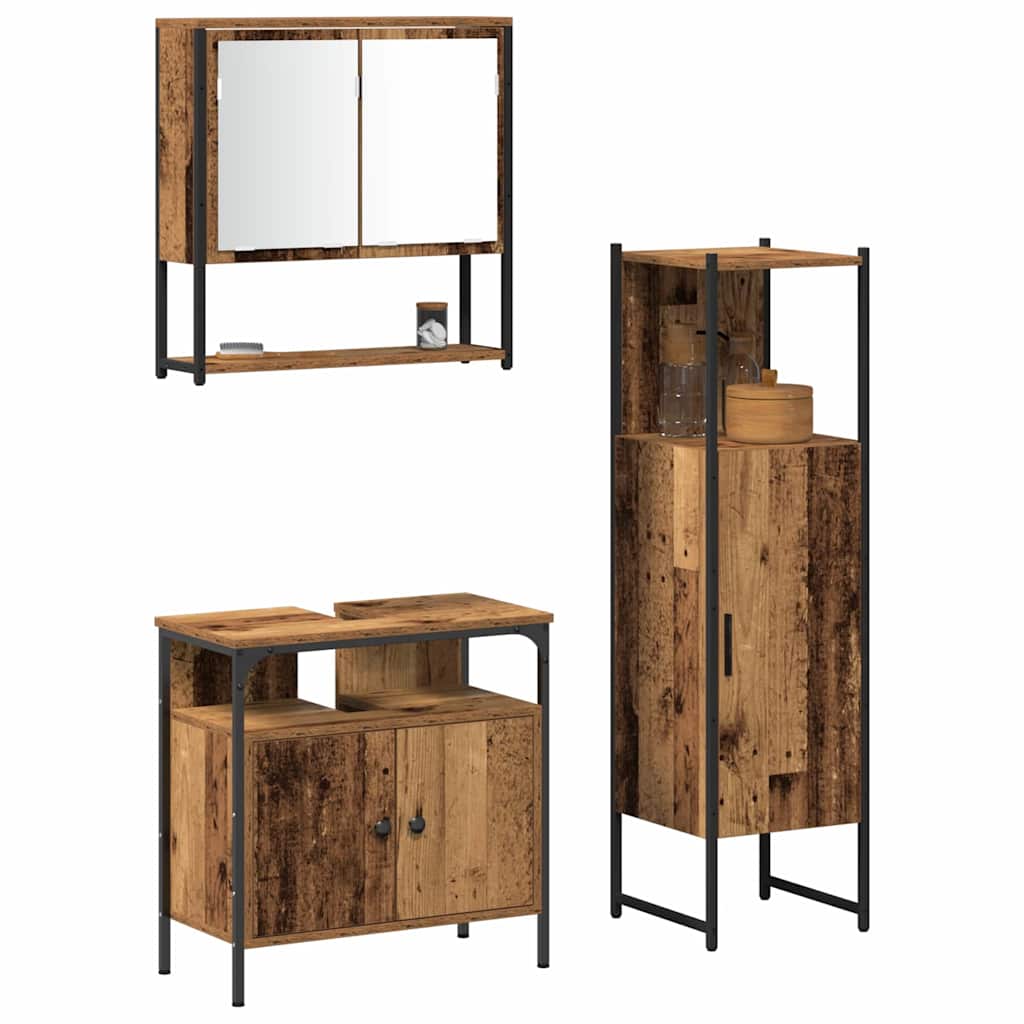 vidaXL Zestaw mebli łazienkowych 3 pcs Brązowy Materiał drewnopochodny