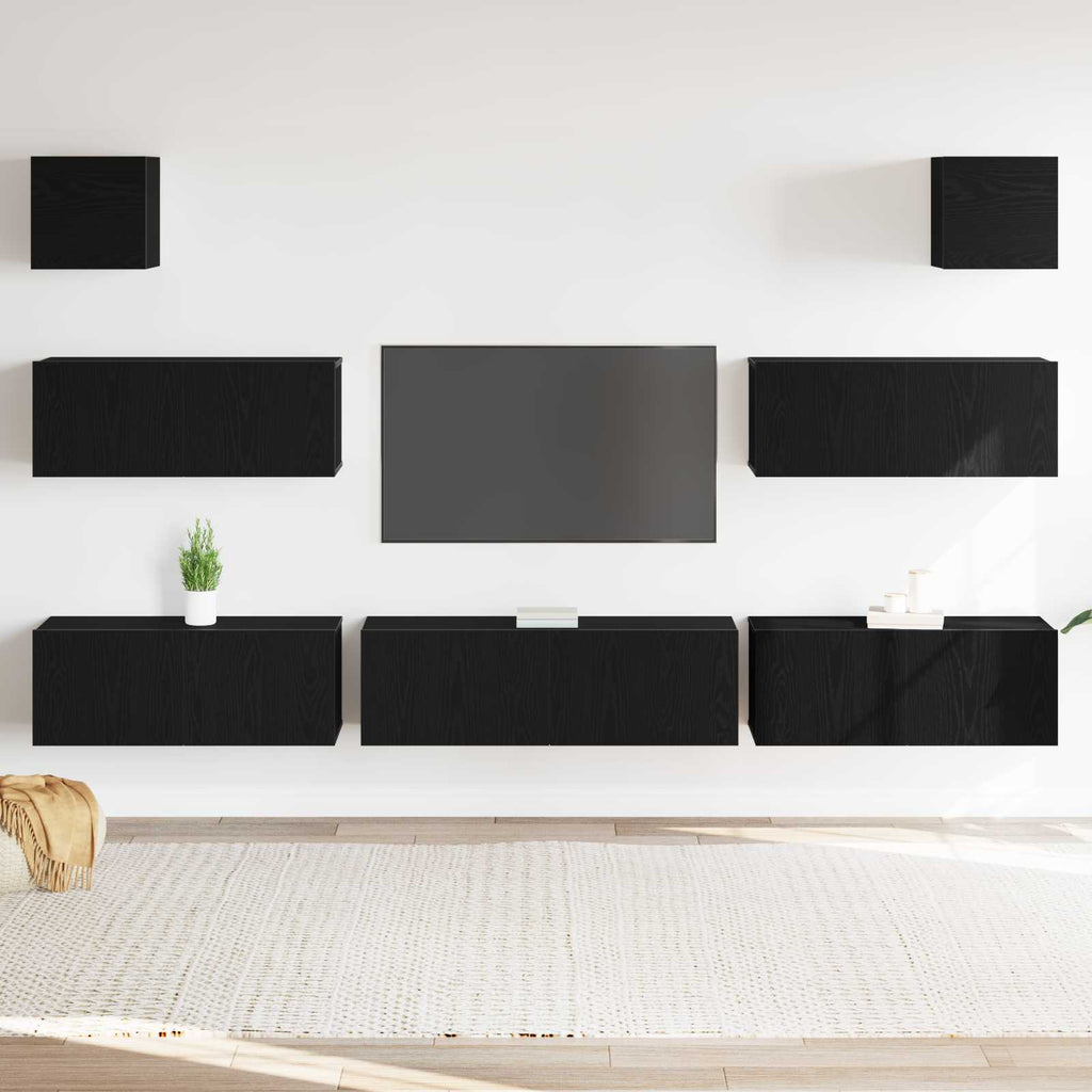 vidaXL Zestaw szafek RTV 7 pcs Czarny Dąb 100 x 30 x 30 cm