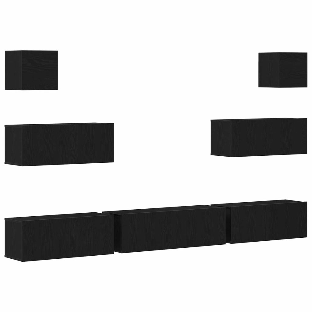 vidaXL Zestaw szafek RTV 7 pcs Czarny Dąb 100 x 30 x 30 cm