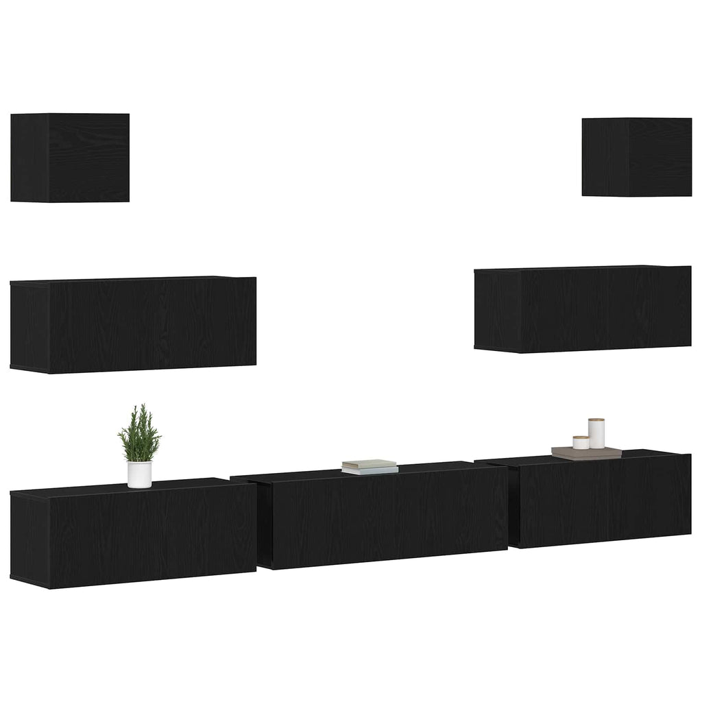 vidaXL Zestaw szafek RTV 7 pcs Czarny Dąb 100 x 30 x 30 cm