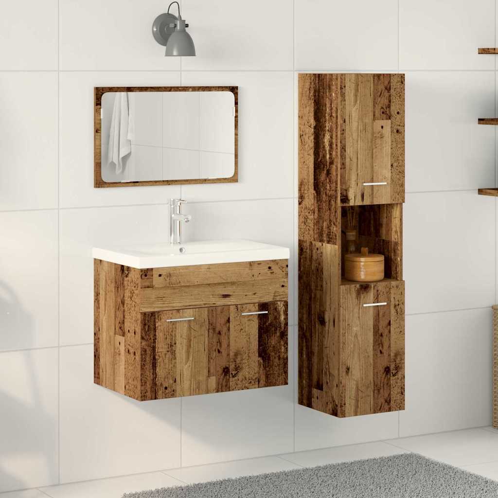 vidaXL Zestaw mebli łazienkowych 4 pcs Brązowy Materiał drewnopochodny