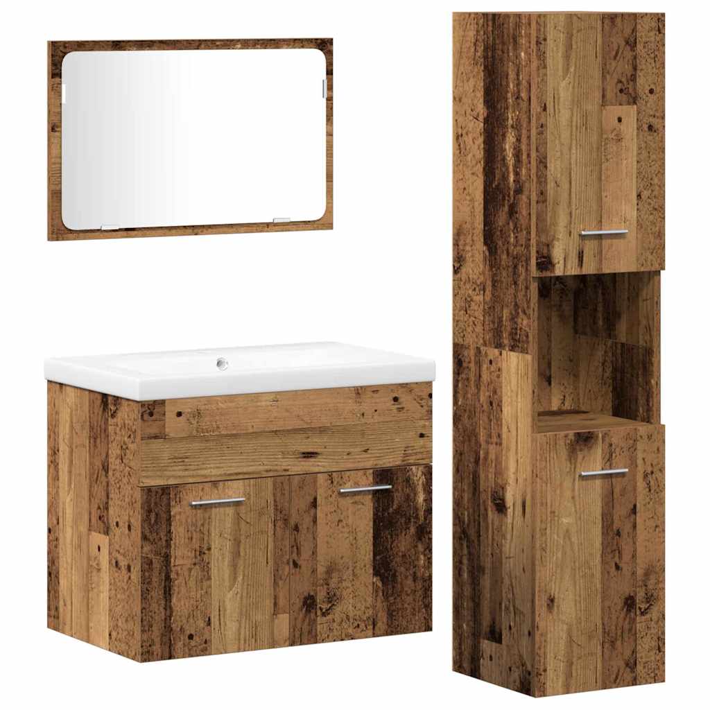vidaXL Zestaw mebli łazienkowych 4 pcs Brązowy Materiał drewnopochodny