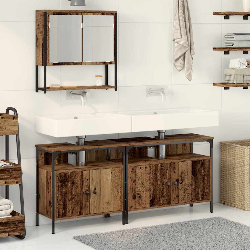 vidaXL Zestaw mebli łazienkowych 3 pcs Brązowy Materiał drewnopochodny