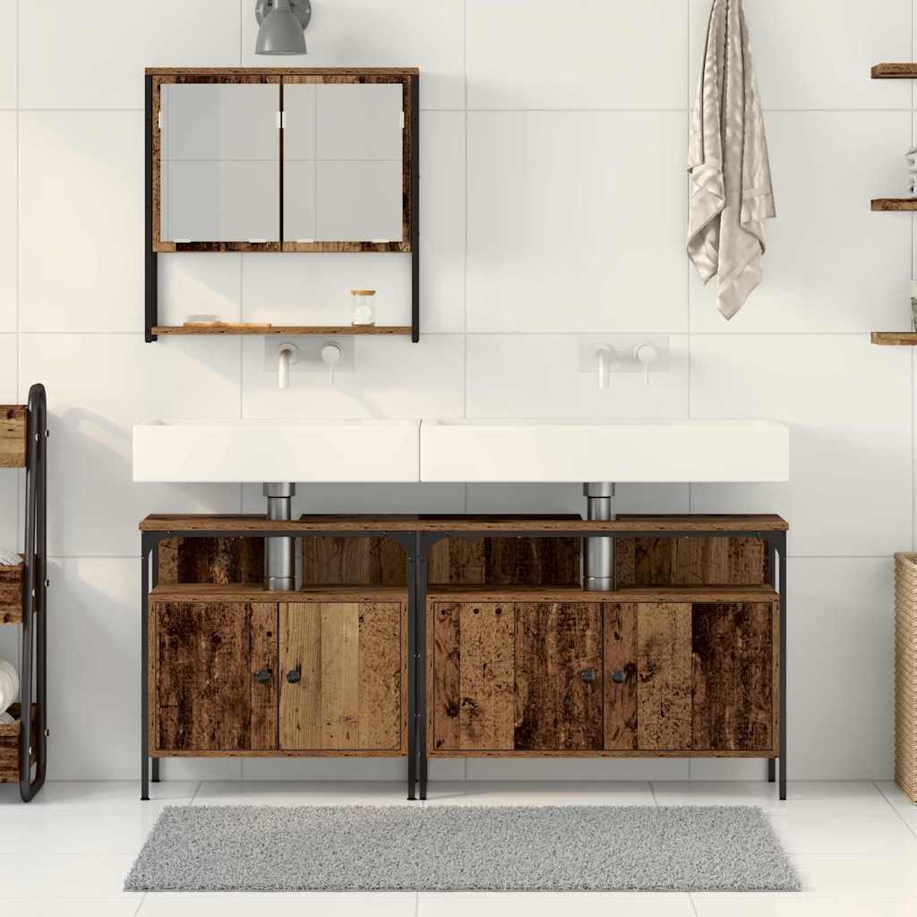 vidaXL Zestaw mebli łazienkowych 3 pcs Brązowy Materiał drewnopochodny