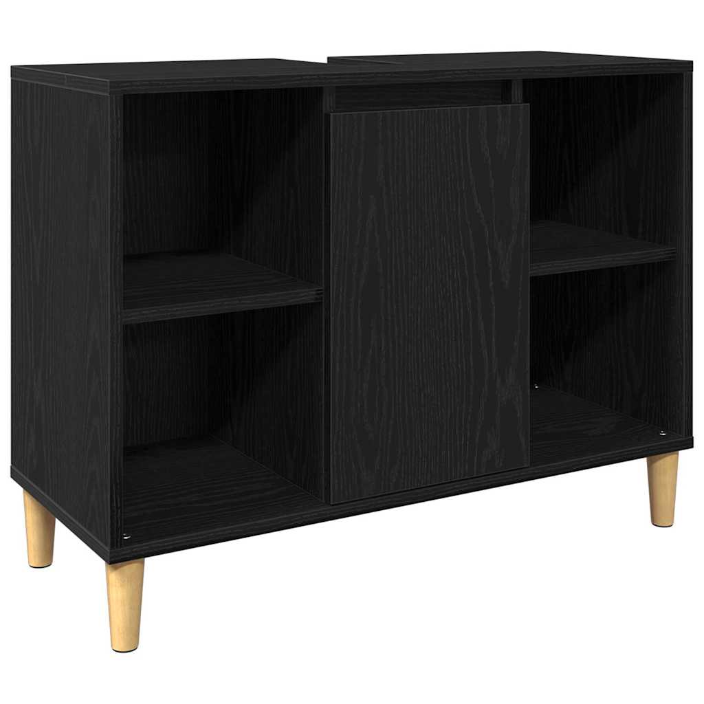 vidaXL Zestaw mebli łazienkowych 3 pcs Czarny Materiał drewnopochodny