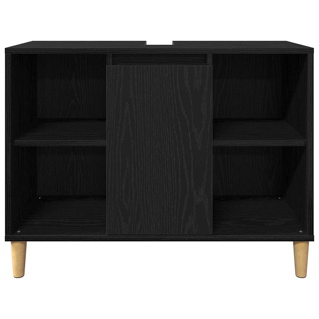 vidaXL Zestaw mebli łazienkowych 3 pcs Czarny Materiał drewnopochodny