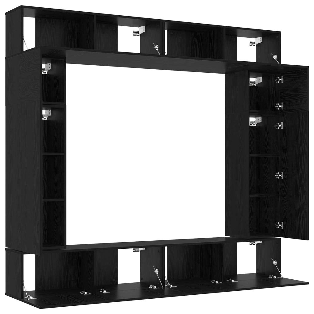 vidaXL Zestaw szafek RTV 8 pcs Czarny Dąb Materiał drewnopochodny